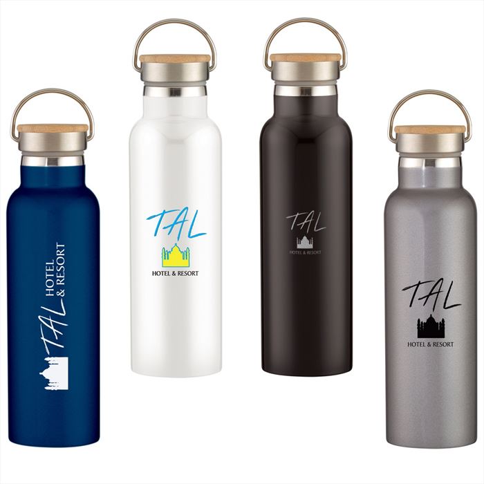 DH5633 21 Oz. Tipton Stainless Steel Bottle With Wood Lid And Custom Imprint